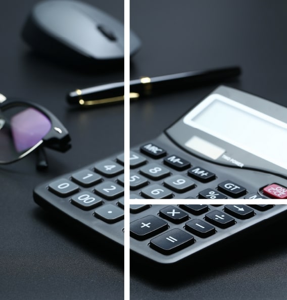 Image of a calculator and a pen, essential tools for accounting and bookkeeping tasks